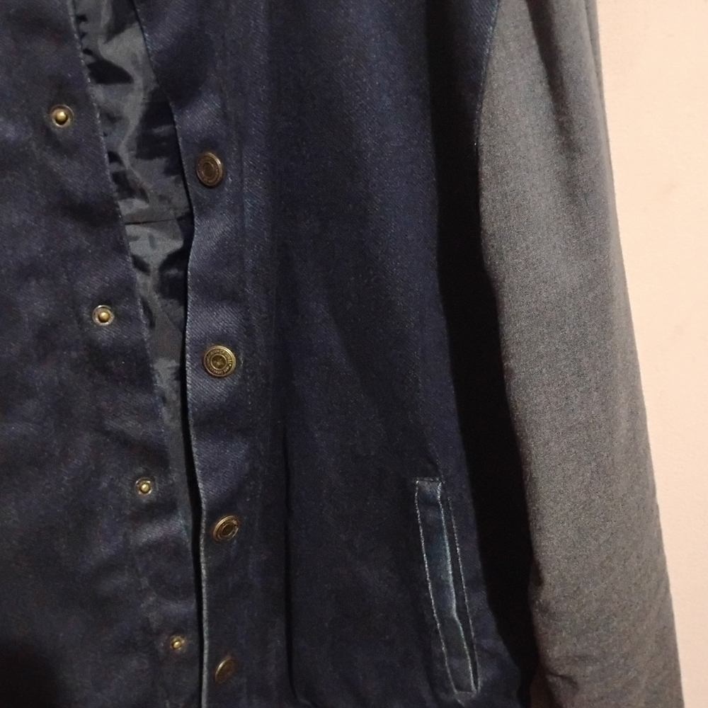 ZARA Men's Denim Couture  Jacket with Leather Sleeves Size XL - Picture 4 of 12